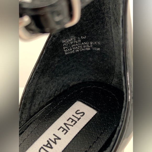 NWT Steve Madden Irene Women’s Black Patent Sandals Shoes - Picture 11 of 14